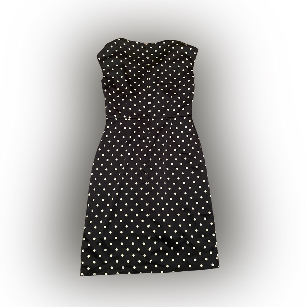Lauren Ralph Lauren Blue White Polka Dot Sheath Midi Dress V-Neck - Picture 3 of 5